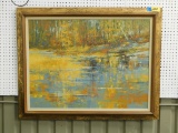 LARGE  FRAMED ANTON WEISS 76 OIL ON CANVAS PAINTING