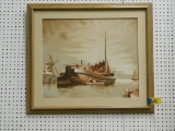 FRAMED OIL ON CANVAS SHIP PICTURE - LOADIS