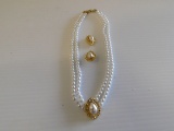 PEARL STYLE NECKLACE & EARRING SET