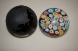 (2) GLASS PAPERWEIGHTS