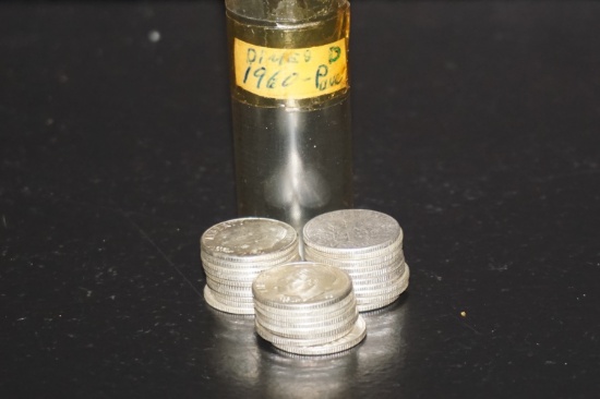 PARTIAL ROLL OF (28) 1960 DIMES