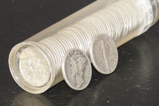 ROLL OF MIXED DATE ROOSEVELT & MERCURY DIMES