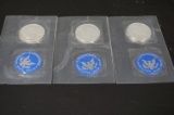 (3) BLUE ENVELOPE IKE DOLLARS