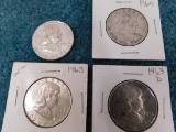 (4) SILVER FRANKLIN HALF DOLLARS 1960, 1963, (2) 1963D