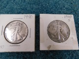 (2) SILVER LIBERTY WALKING HALF DOLLARS1940, 1940S