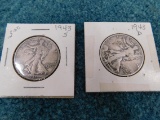 (2) SILVER LIBERTY WALKING HALF DOLLARS 1943D, 1943S