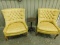 (2) MATCHING VINTAGE YELLOW CHAIRS & SMALL TABLE / PLANT STAND