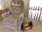 BROWN MED-LIFT ELECTRIC LIFT CHAIR & WOODEN MAGAZINE RACK
