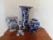 DELFT BLUE CANDLESTICK, VASE, PITCHER & GINGER JAR