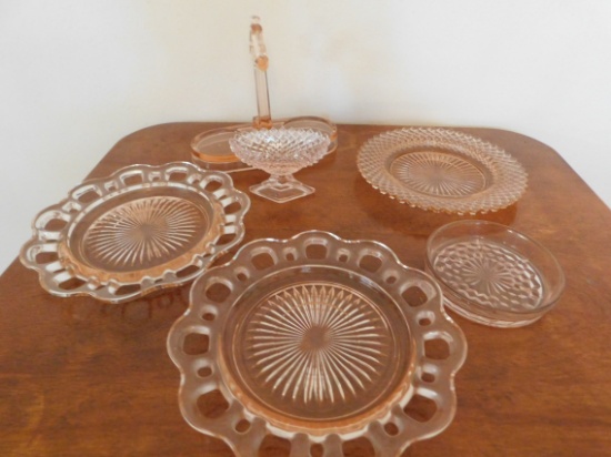 (6) MISC. PINK DEPRESSION GLASS ITEMS