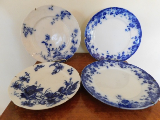 (4) FLOW BLUE PLATES