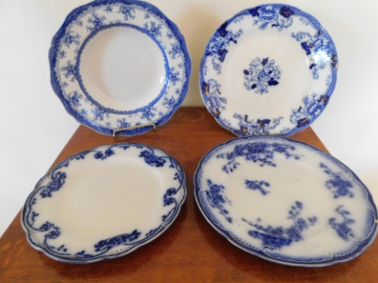 (4) FLOW BLUE PLATES