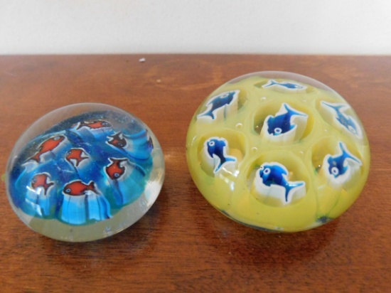 (2) HOUSE OF GOEBEL GLASS PAPERWEIGHTS