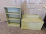 PAINTED GREEN TOY BOX & BOOK CASE