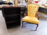 VINTAGE YELLOW SIDE CHAIR & BOOKCASE