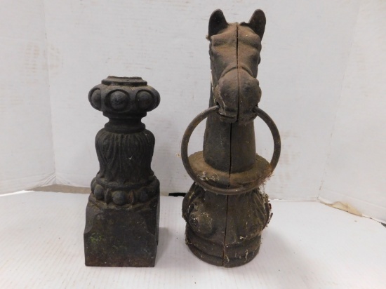 CAST IRON HORSE HEAD HITCHING POST & BASE