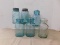 (6) VINTAGE BALL CANNING JARS - CLEAR & GREEN