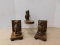 WOODEN OWL BOOK ENDS & ASH TRAY