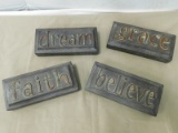 (4) DECORATIVE WALL PLAQUES - DREAM, GRACE, FAITH, BELIEVE