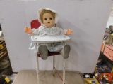 VINTAGE DOLL HIGH CHAIR W/ DOLL