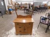 ANTIQUE OAK SERPENTINED WASHSTAND