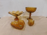 (4) MISC. VINTAGE AMBER DISHES