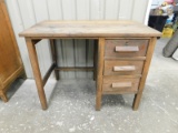 ANTIQUE THREE DRAWER WOODEN DESK