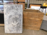 WOODEN CRATE AND GALVANIZED TABLE TOP