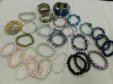 (28) ASSORTED FASHON JEWELRY STRETCH BRACELETS