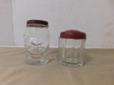 LUCKY JOE GLASS BANK & VINTAGE GLASS JAR