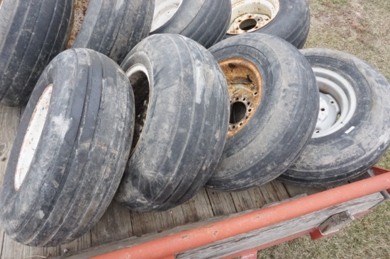 (4) 11L-15 IMPLEMENT TIRES & 6 BOLT RIMS