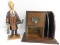 WOODEN LAWYER FIGURINE & DESK ORGANIZER