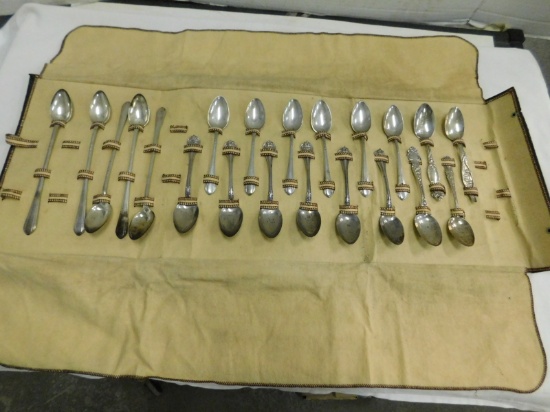 (22) ASSORTED STERLING SPOONS IN FOLDED CONTAINER