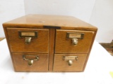 ANTIQUE FOUR DRAWER OAK TABLE / DESK TOP FILE