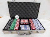 TEXAS HOLD EM' CHIPS IN METAL CASE
