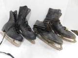 (2) PAIR VINTAGE ICE SKATES