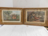 (2) CURRIER & IVES FRAMED PRINTS - YOUNG BLOOD IN AN OLD BODY & THE WOODLAND GATE