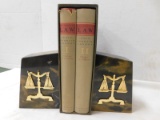 PR. LAW BOOKS & MARBLE BOOK ENDS