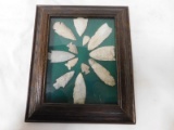 (12) ASSORTED INDIAN ARTIFACTS FRAMED IN A 12