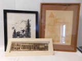 (3) FRAMED BUILDING SKETCHES