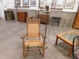 ANTIQUE CANE ROCKING CHAIR & FLOOR LAMP