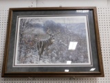 1989 FRAMED MICHAEL STEVE DEER PRINT - SIGNED & NUMBERED