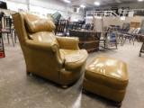 EPHRAIM MARSH LEATHER CHAIR & FOOTSTOOL