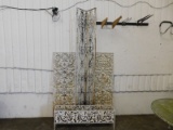 WROUGHT IRON CORNER POST, CAST IRON DECORATIVE PANELS & FLOWER BOX