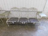 WROUGHT IRON PATIO COUCH W/ 2 END TABLES