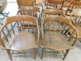 (4) VINTAGE OAK  OFFICE / LIBRARY CAPTAIN CHAIRS