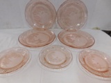 (7) FEDERAL GLASS PINK DEPRESSION GLASS PLATES/ SAUCERS 
