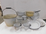 MISC. WHITE ENAMELWARE DISHES