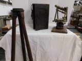 ANTIQUE STACKPOLE & BROTHERS BRASS TRANSIT W/ BOX & TRIPOD