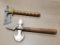 (2) WOOD HANDLE BATTLE AXES - ONE IS MADE IN SPAIN